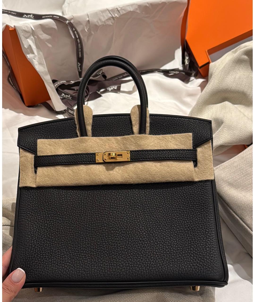 HERMES Черная кожаная сумка с короткими ручками, фото 2