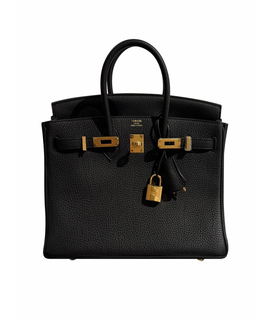 HERMES Черная кожаная сумка с короткими ручками, фото 1