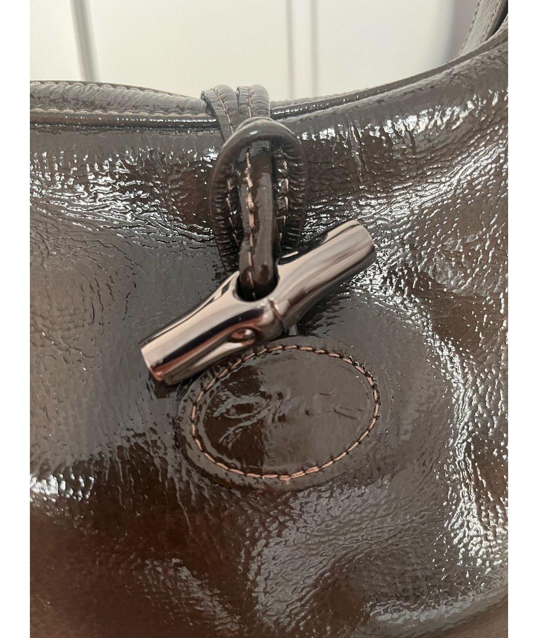 LONGCHAMP Коричневая кожаная сумка через плечо, фото 5