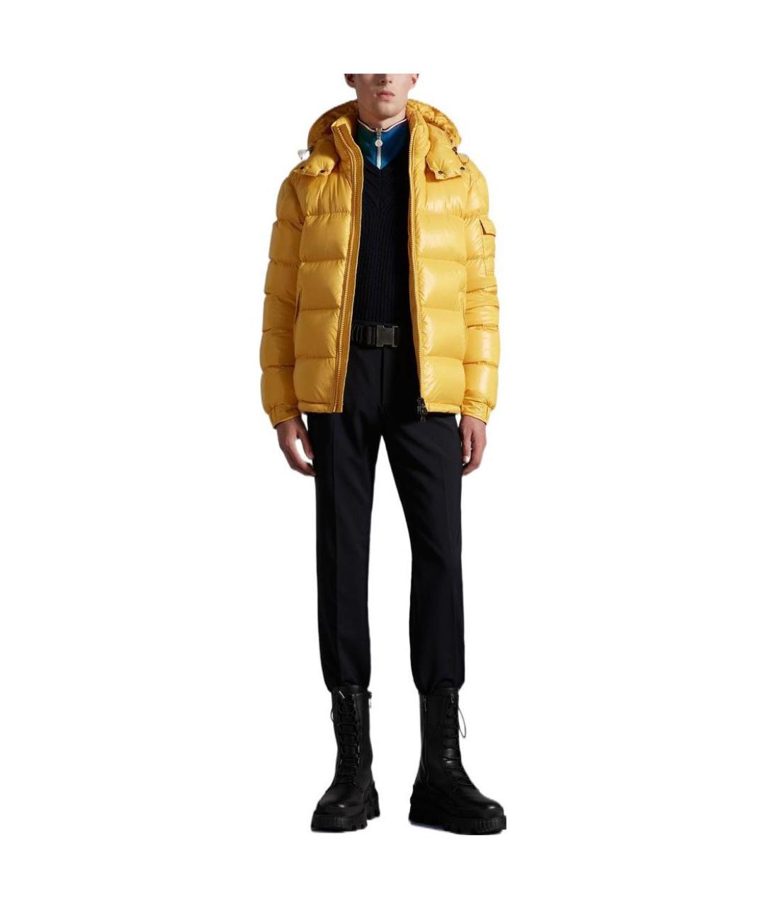 MONCLER Желтая полиамидовая куртка, фото 3