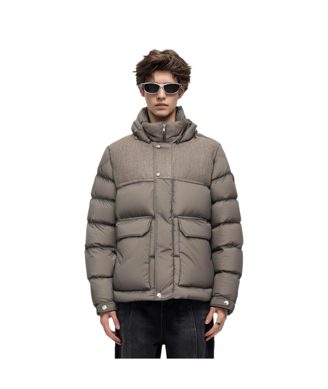 MONCLER Коричневый пуховик, фото 3