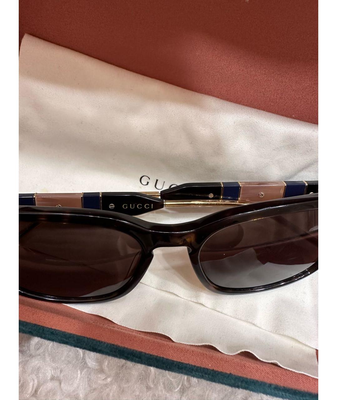 GUCCI Коричневые пластиковые солнцезащитные очки, фото 5