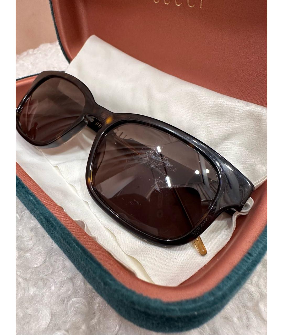 GUCCI Коричневые пластиковые солнцезащитные очки, фото 4