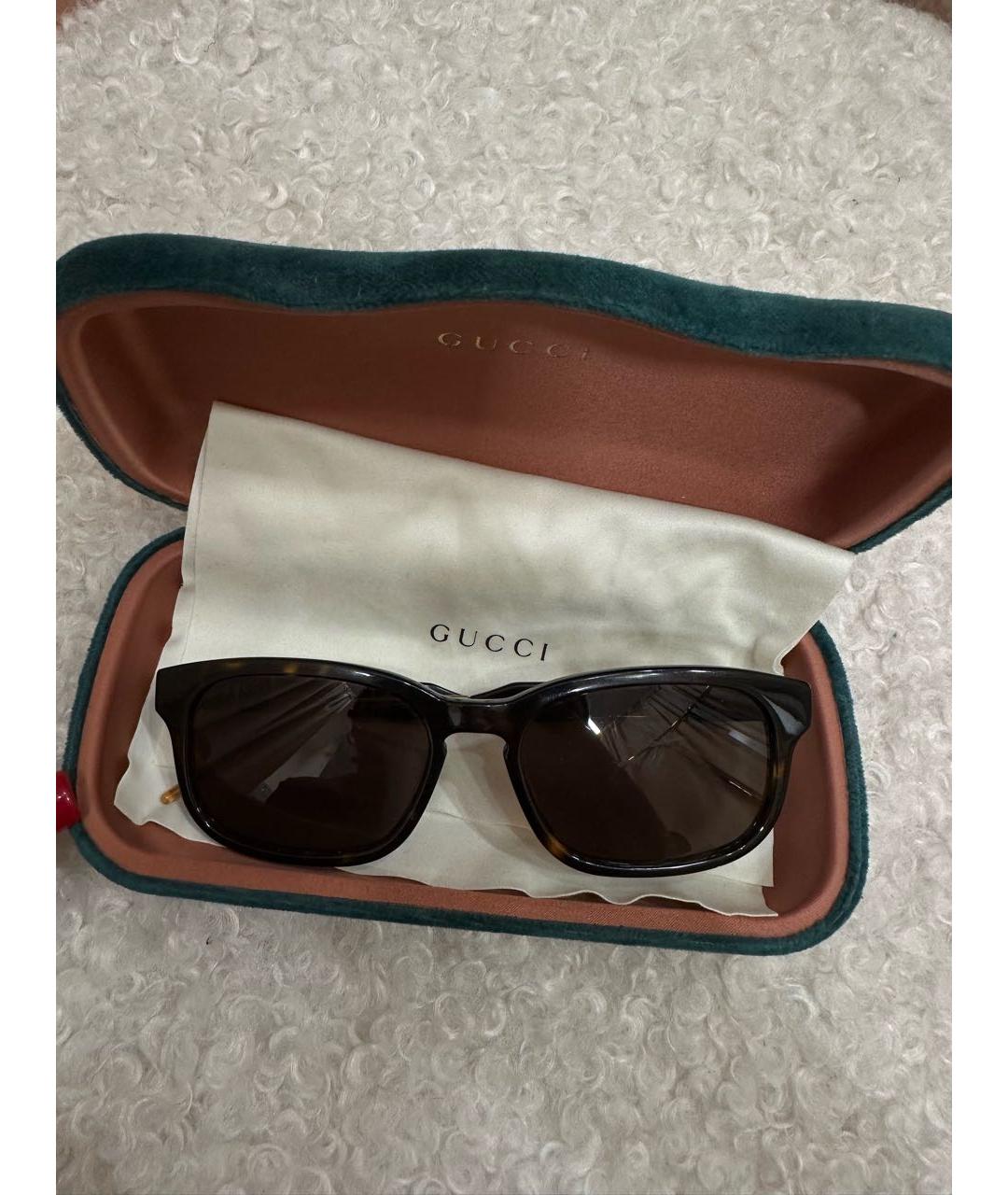 GUCCI Коричневые пластиковые солнцезащитные очки, фото 7