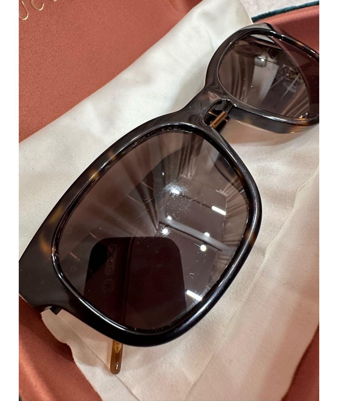 GUCCI Коричневые пластиковые солнцезащитные очки, фото 2