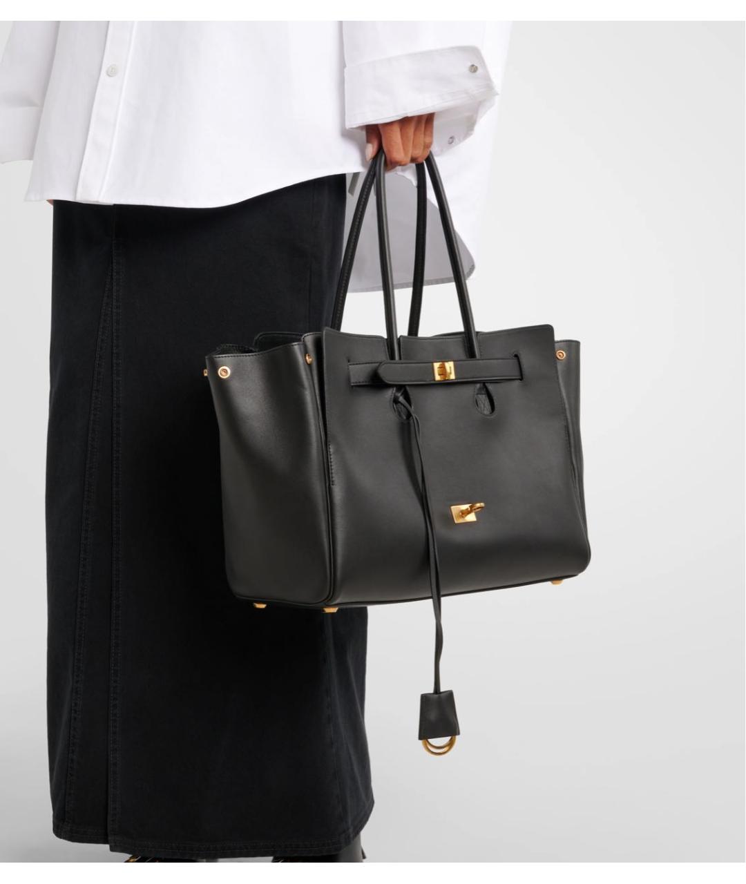 BALENCIAGA Черная кожаная сумка тоут, фото 6