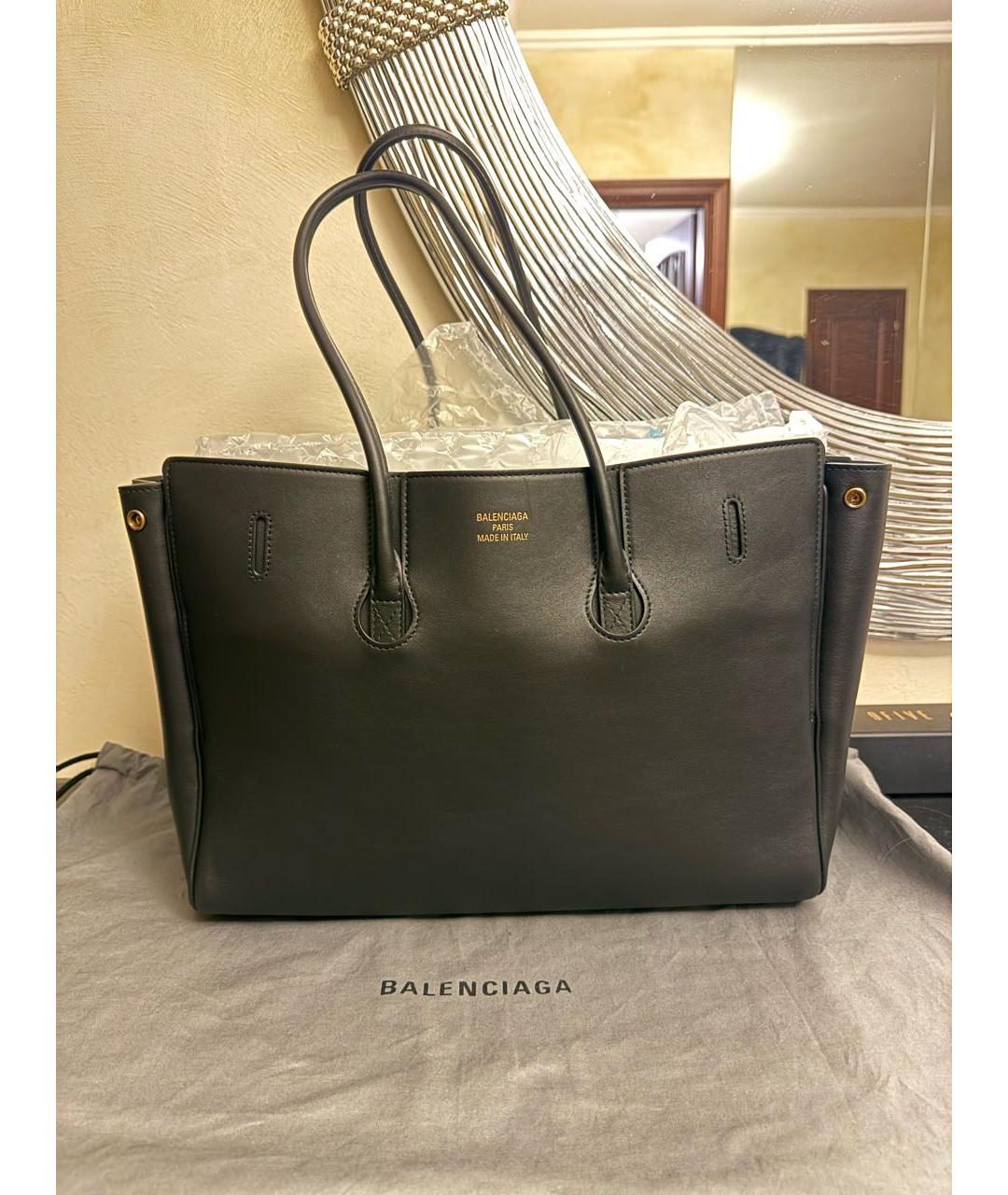 BALENCIAGA Черная кожаная сумка тоут, фото 3