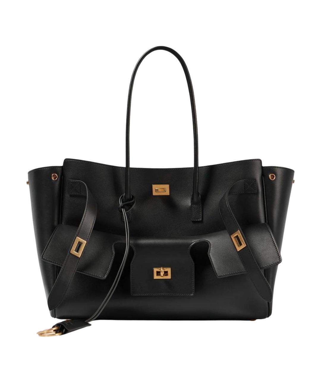 BALENCIAGA Черная кожаная сумка тоут, фото 1