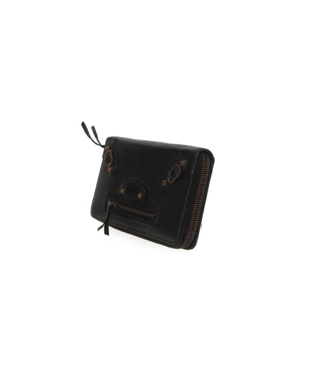 BALENCIAGA Черный кожаный кошелек, фото 8