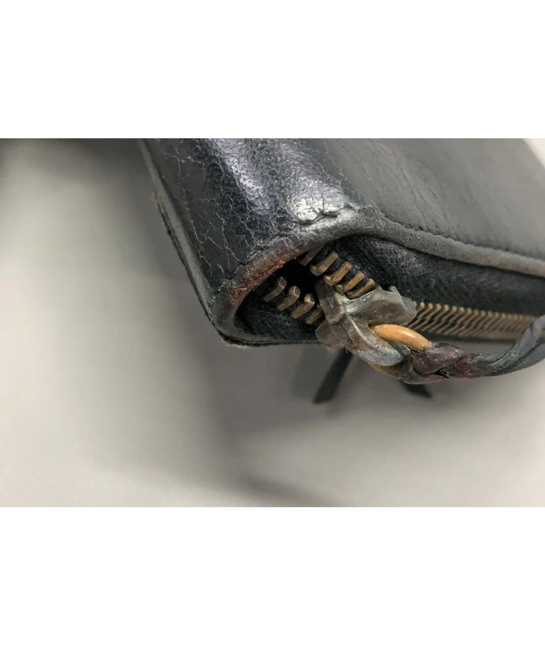 BALENCIAGA Черный кожаный кошелек, фото 5