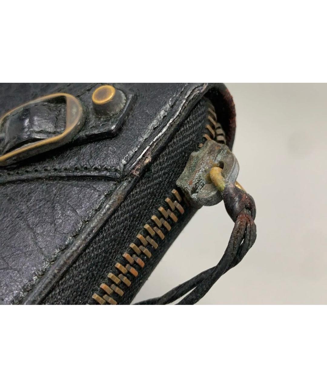 BALENCIAGA Черный кожаный кошелек, фото 3