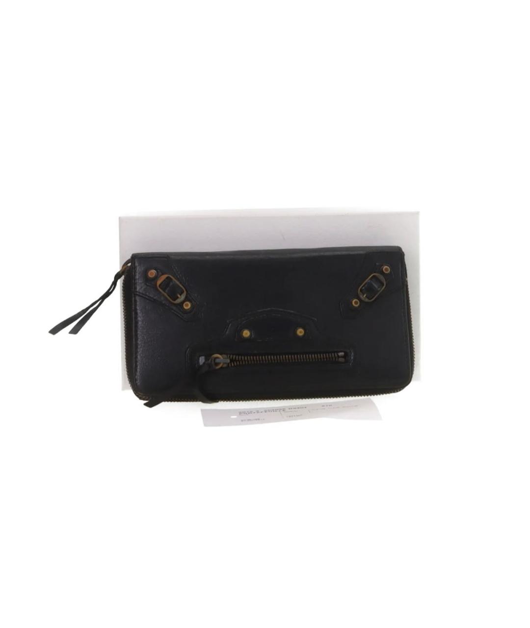BALENCIAGA Черный кожаный кошелек, фото 9