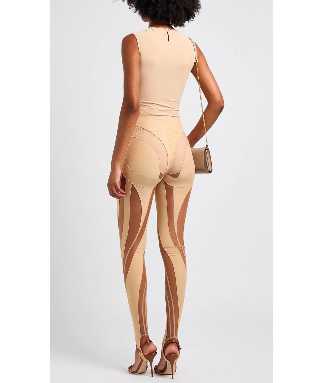 MUGLER Бежевые полиамидовые леггинсы и велосипедки, фото 4