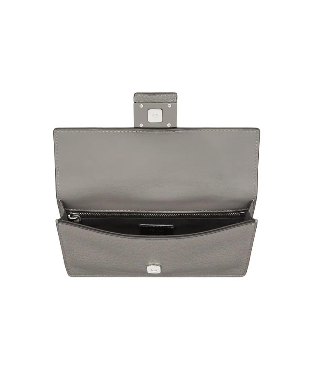 FENDI Серая кожаная сумка на плечо, фото 6