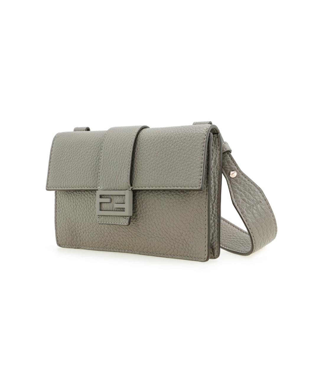 FENDI Серая кожаная сумка на плечо, фото 3