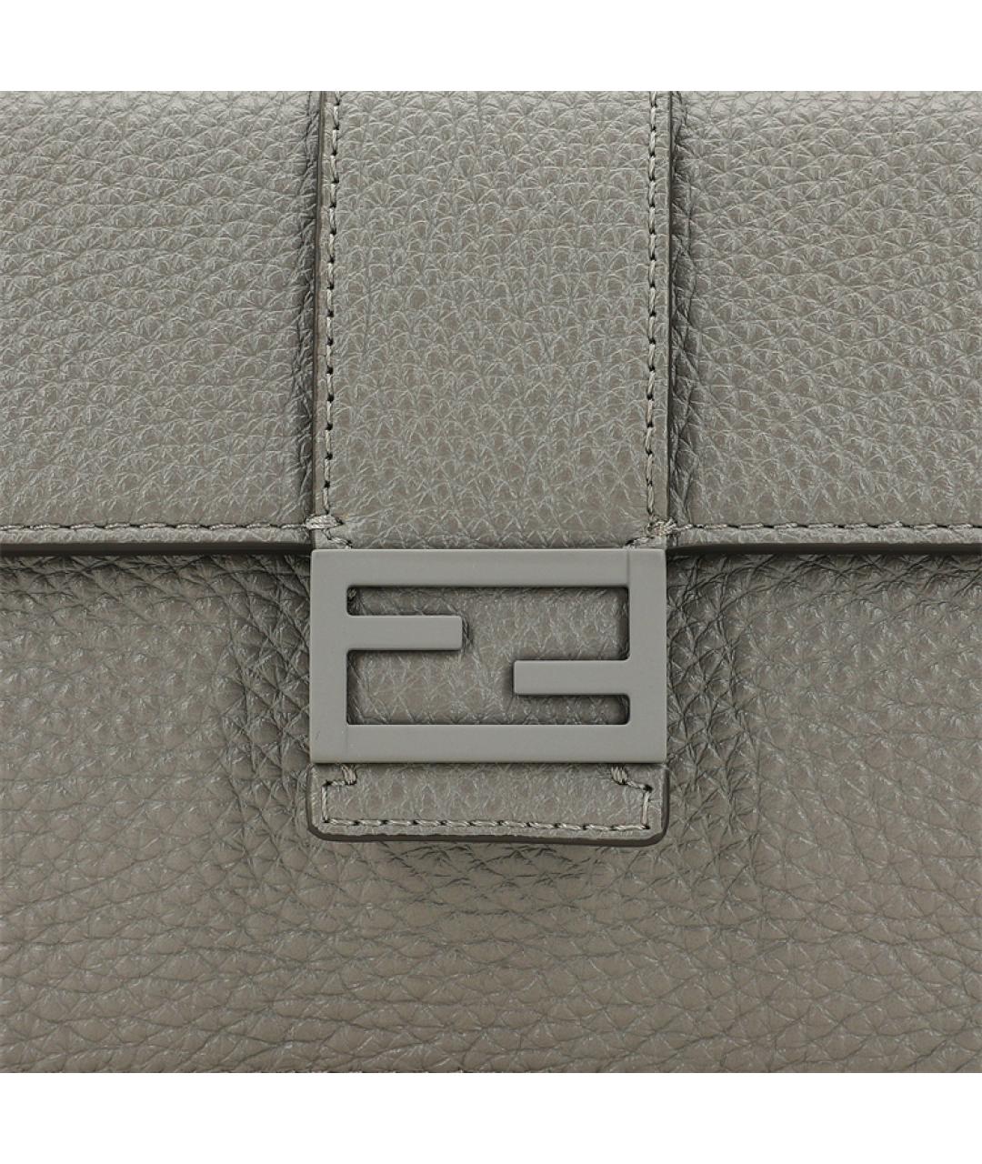 FENDI Серая кожаная сумка на плечо, фото 7
