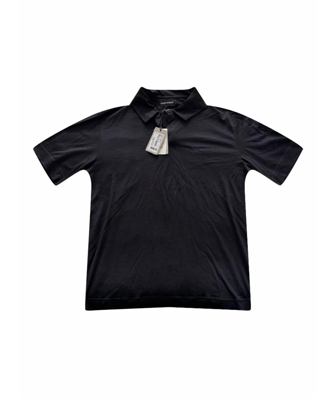 EMPORIO ARMANI Темно-синее поло с коротким рукавом, фото 1