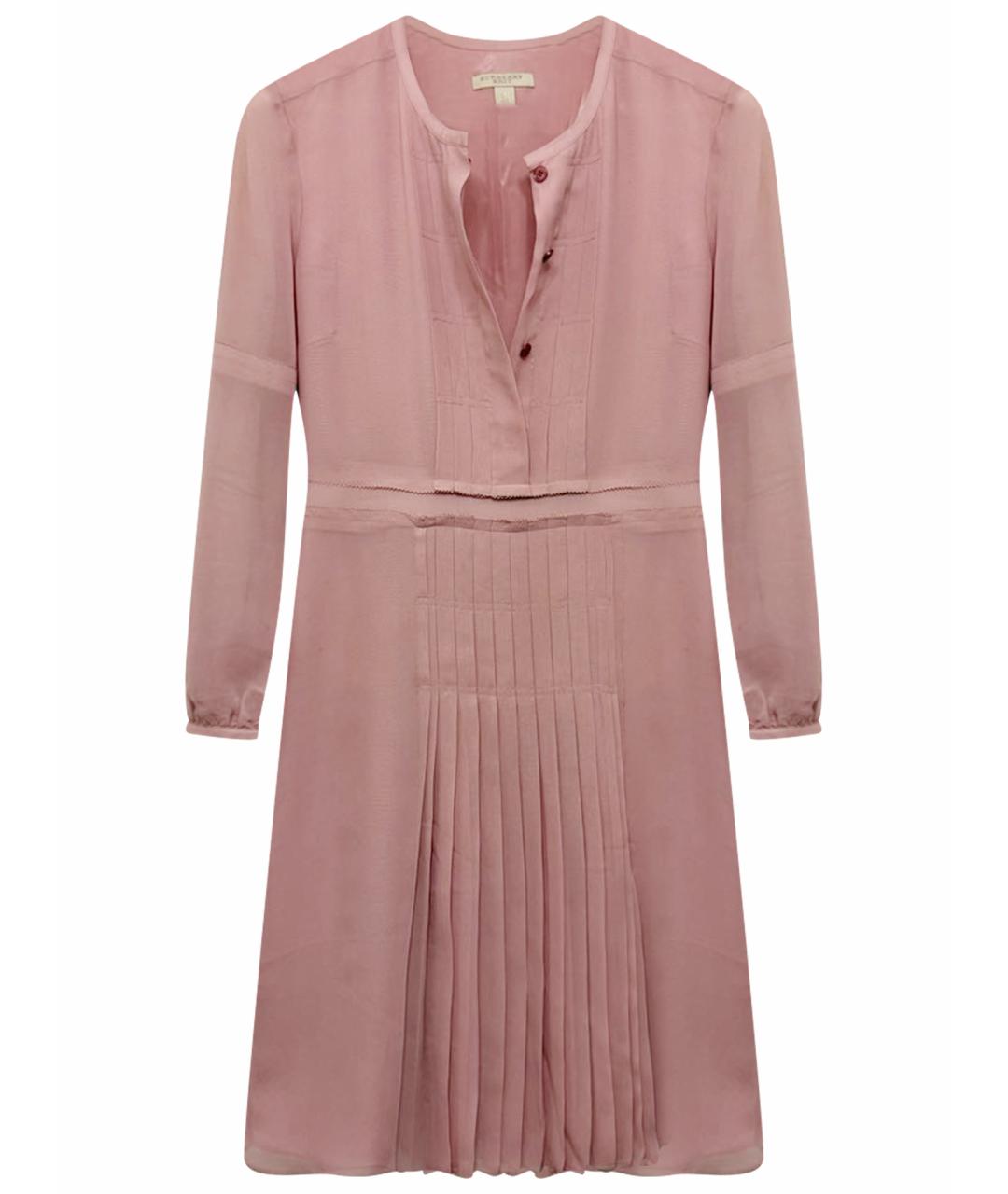 BURBERRY Розовое шелковое повседневное платье, фото 1