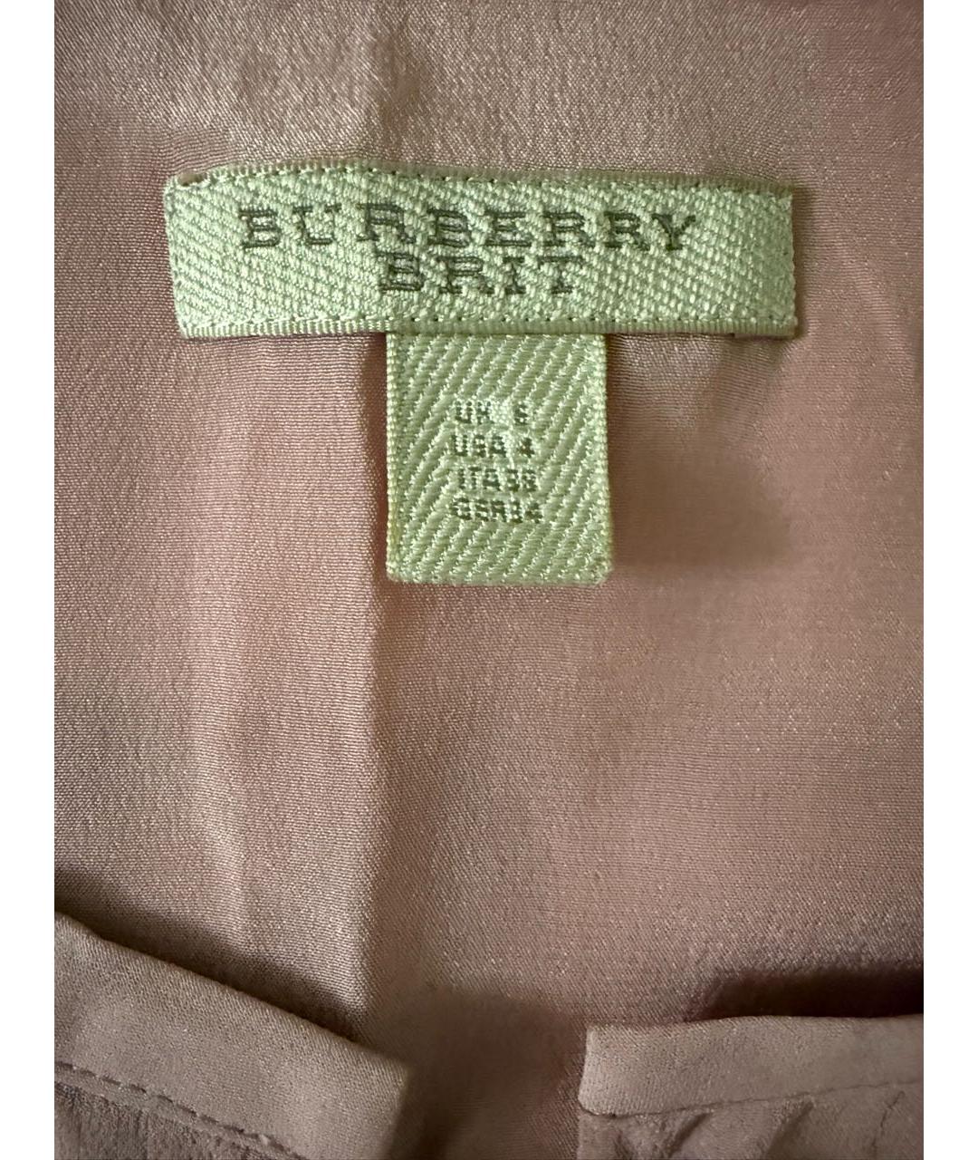 BURBERRY Розовое шелковое повседневное платье, фото 2