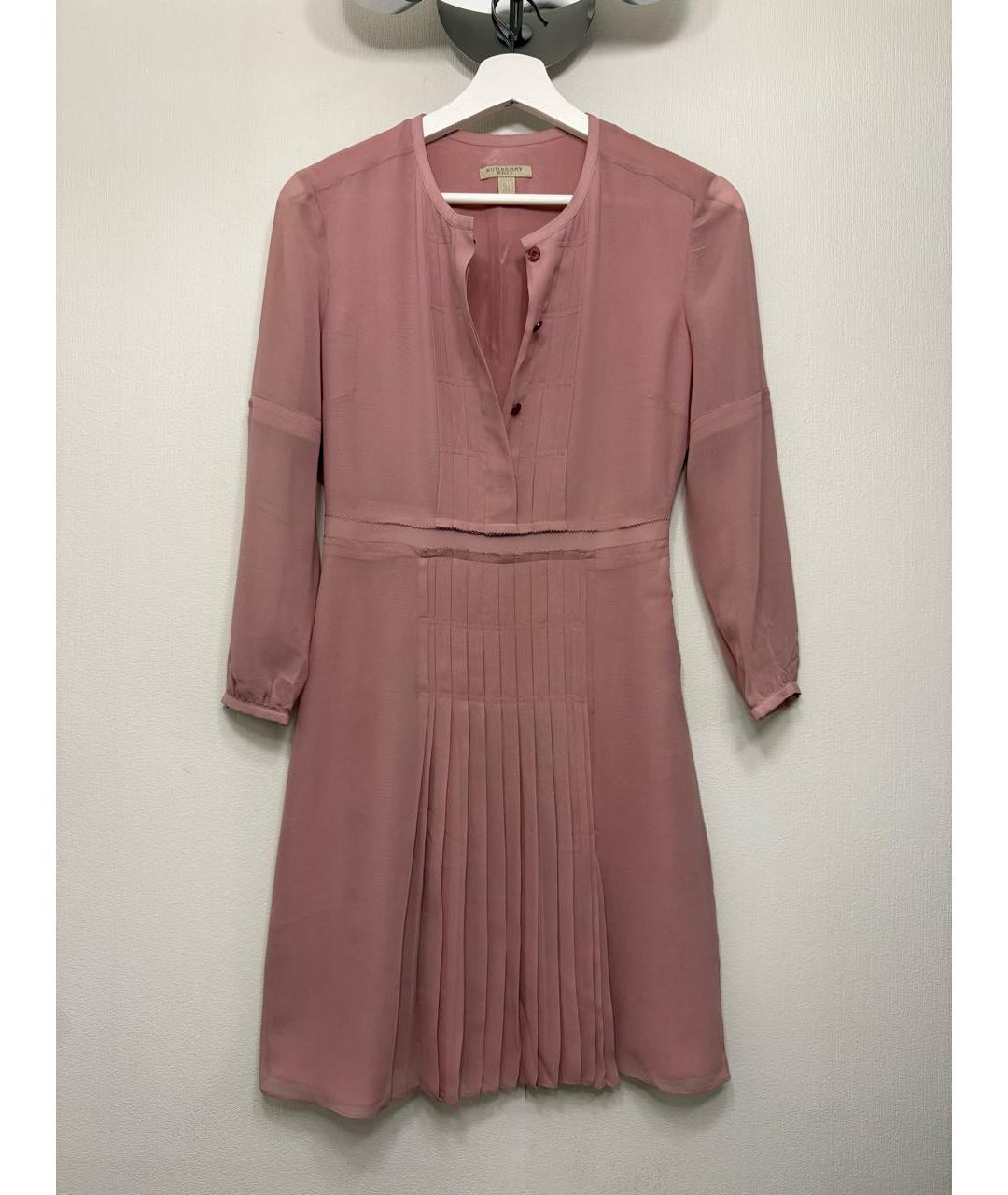 BURBERRY Розовое шелковое повседневное платье, фото 9
