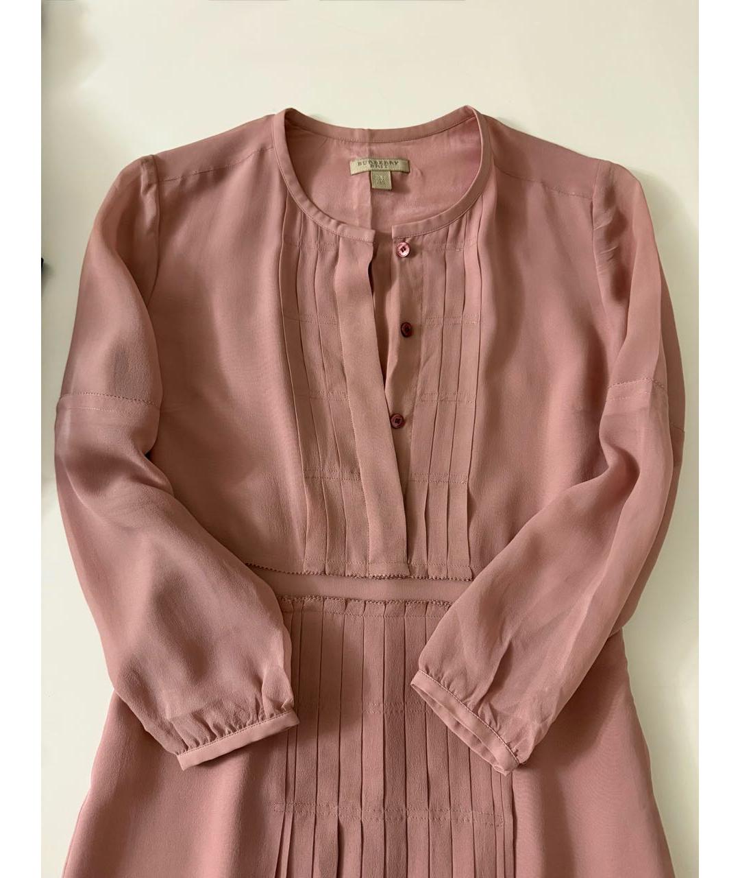 BURBERRY Розовое шелковое повседневное платье, фото 6