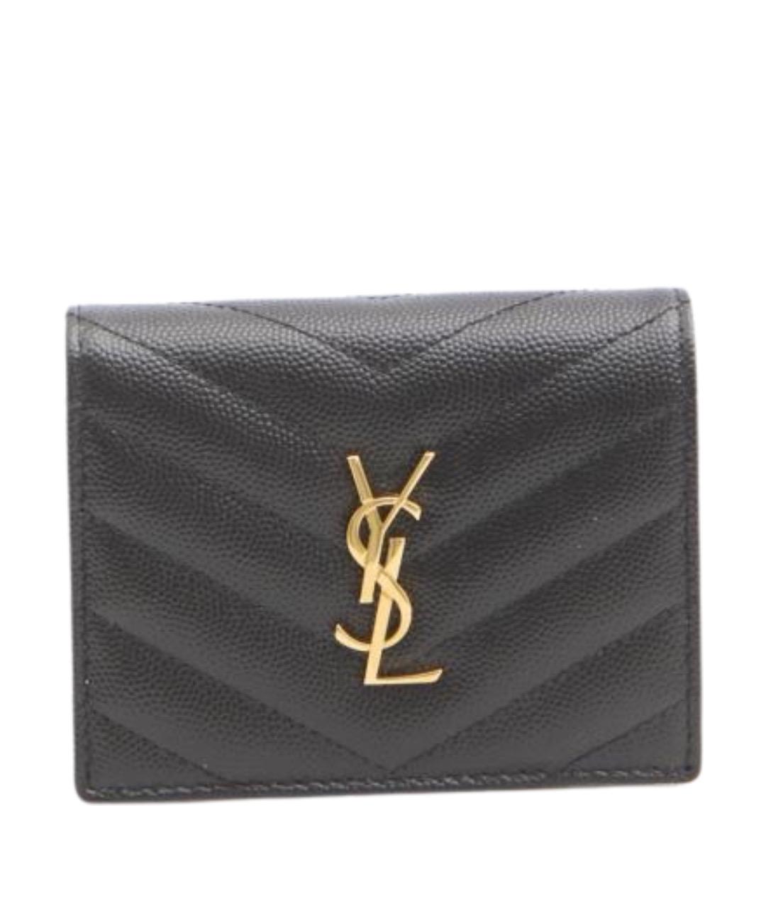 SAINT LAURENT Черный кожаный кошелек, фото 1