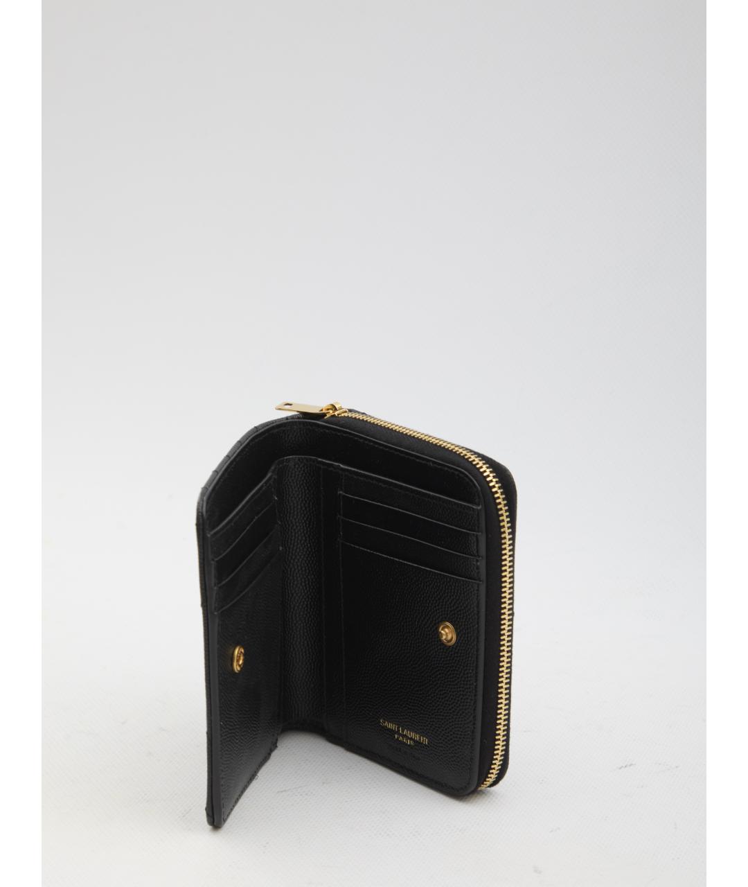 SAINT LAURENT Черный кожаный кошелек, фото 4