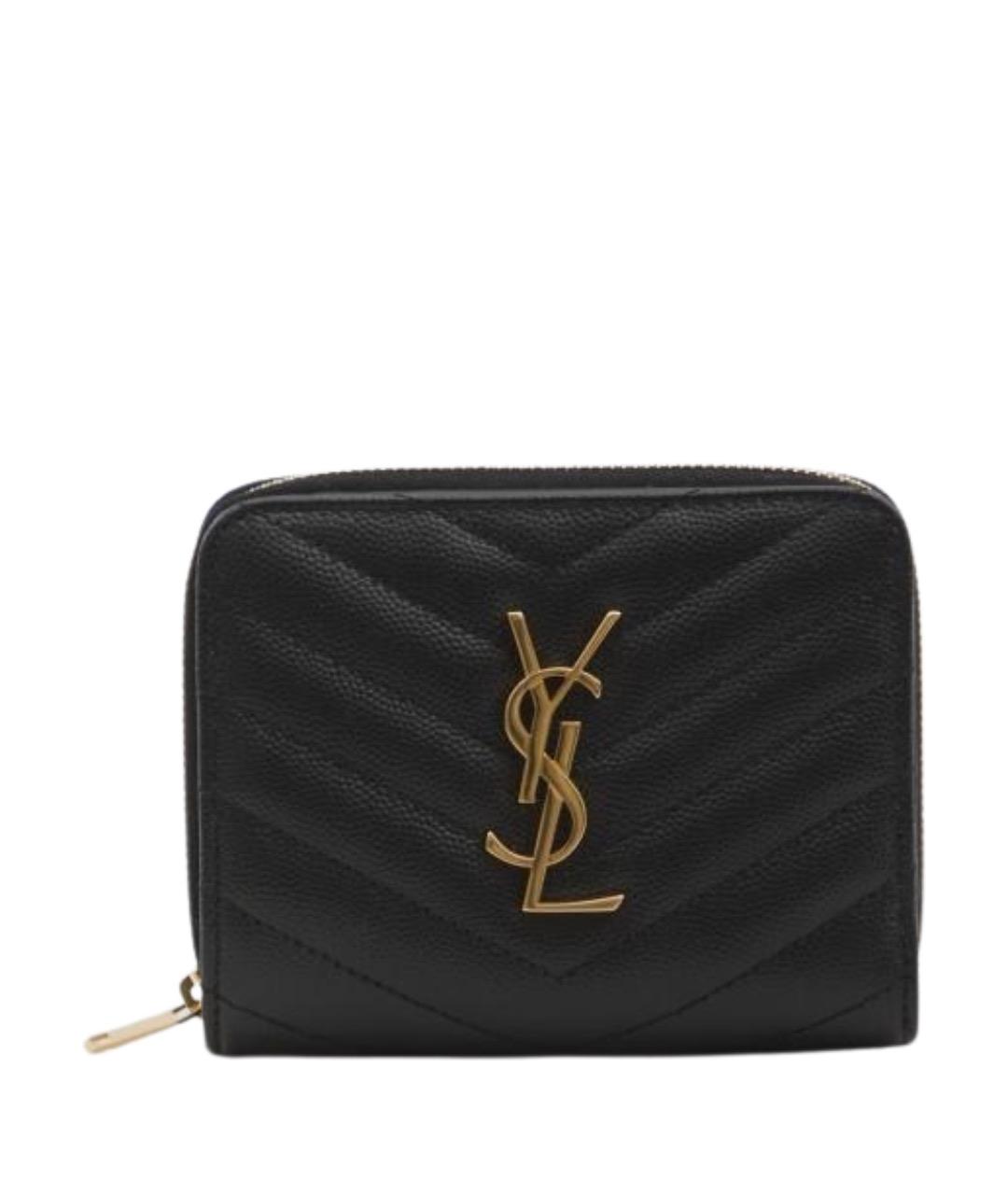 SAINT LAURENT Черный кожаный кошелек, фото 1