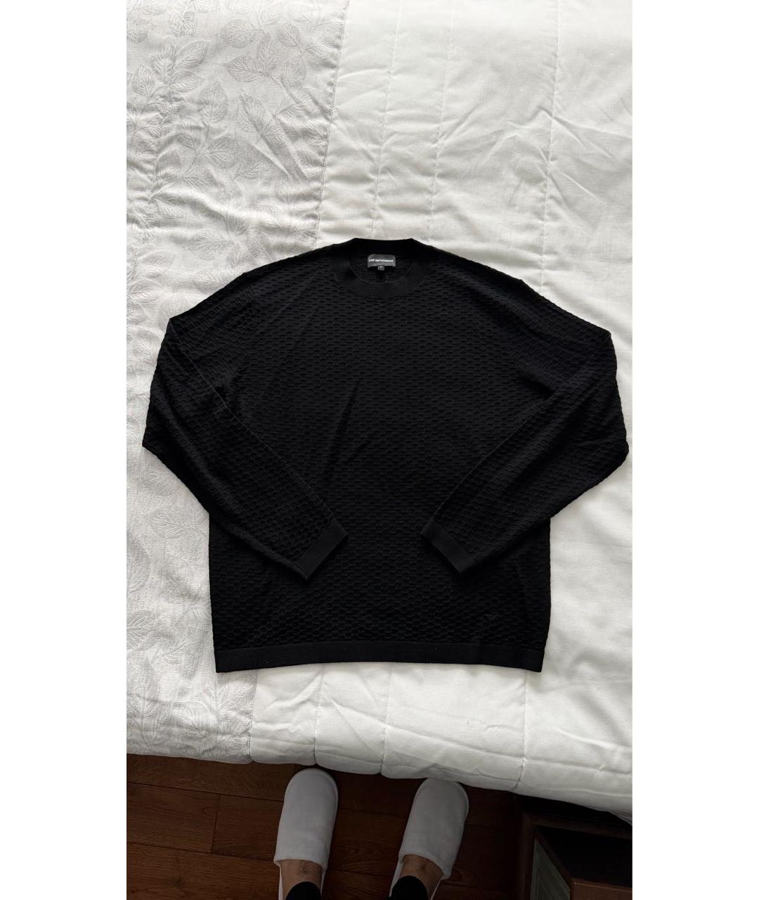 EMPORIO ARMANI Темно-синий хлопковый джемпер / свитер, фото 7