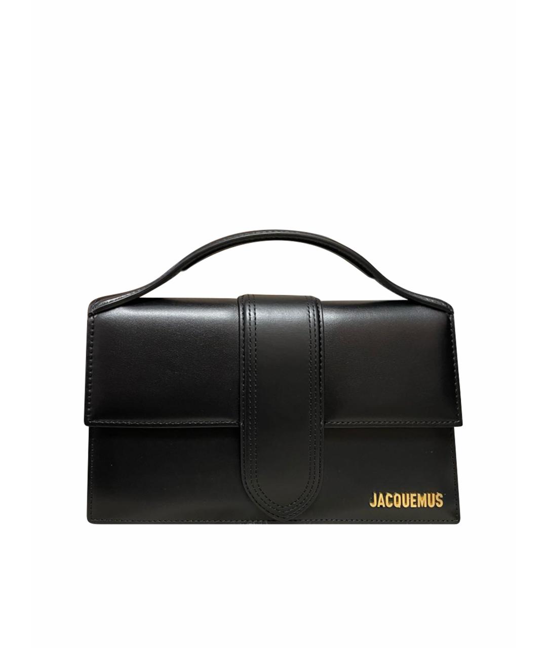 JACQUEMUS Черная кожаная сумка тоут, фото 1