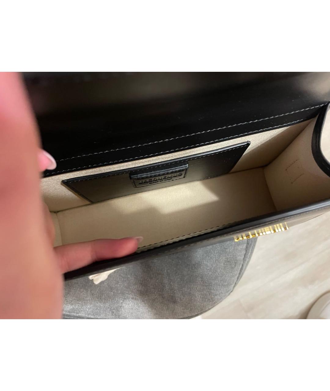 JACQUEMUS Черная кожаная сумка тоут, фото 4