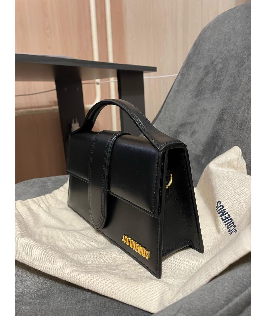 JACQUEMUS Черная кожаная сумка тоут, фото 2
