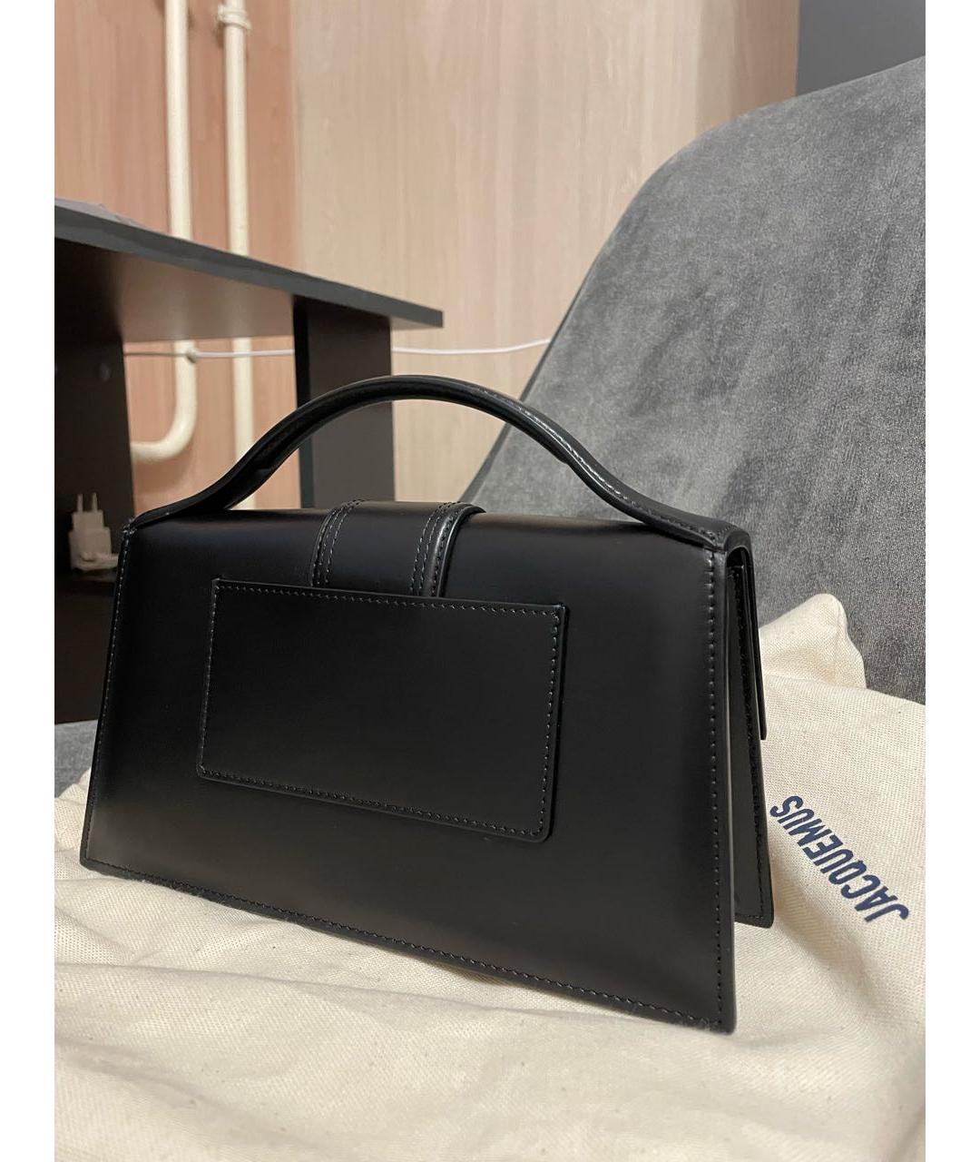 JACQUEMUS Черная кожаная сумка тоут, фото 3