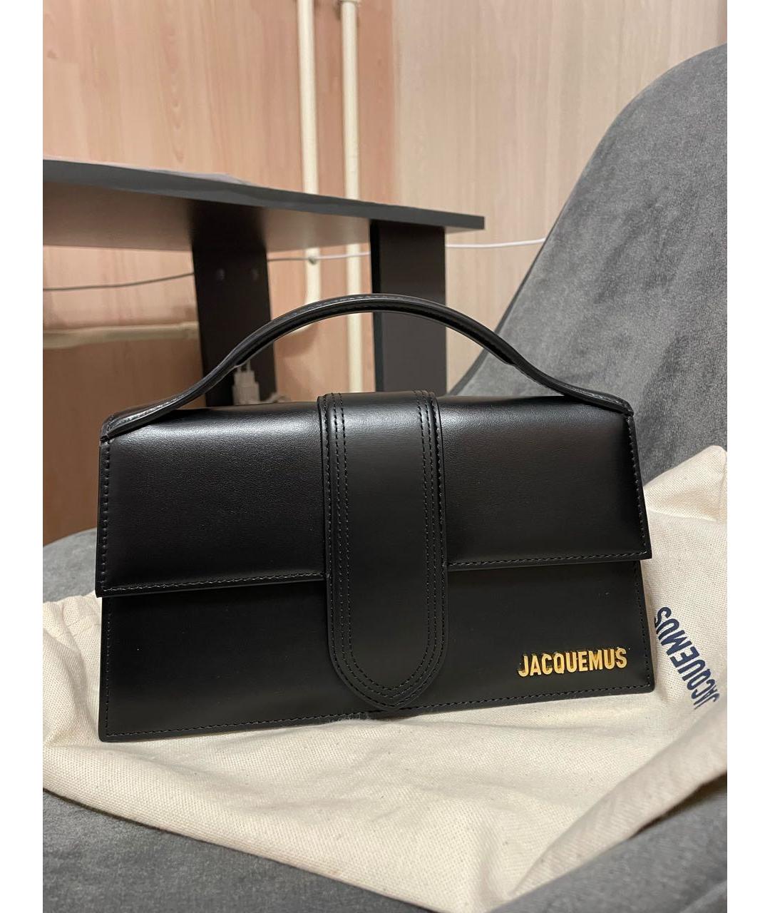 JACQUEMUS Черная кожаная сумка тоут, фото 9