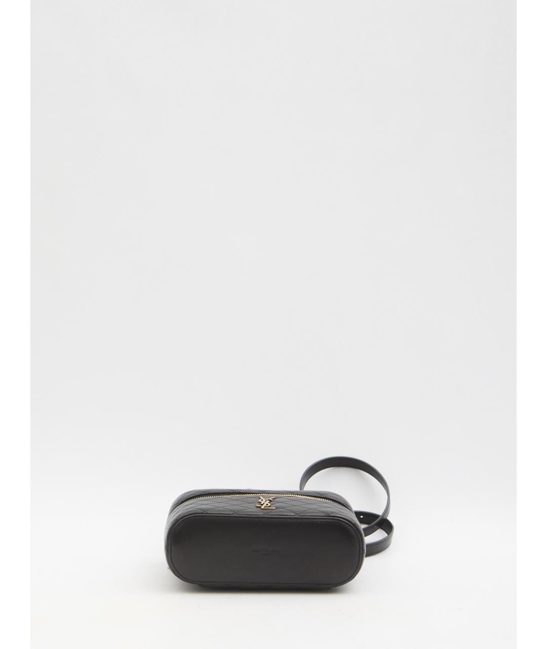 SAINT LAURENT Черная кожаная сумка с короткими ручками, фото 3