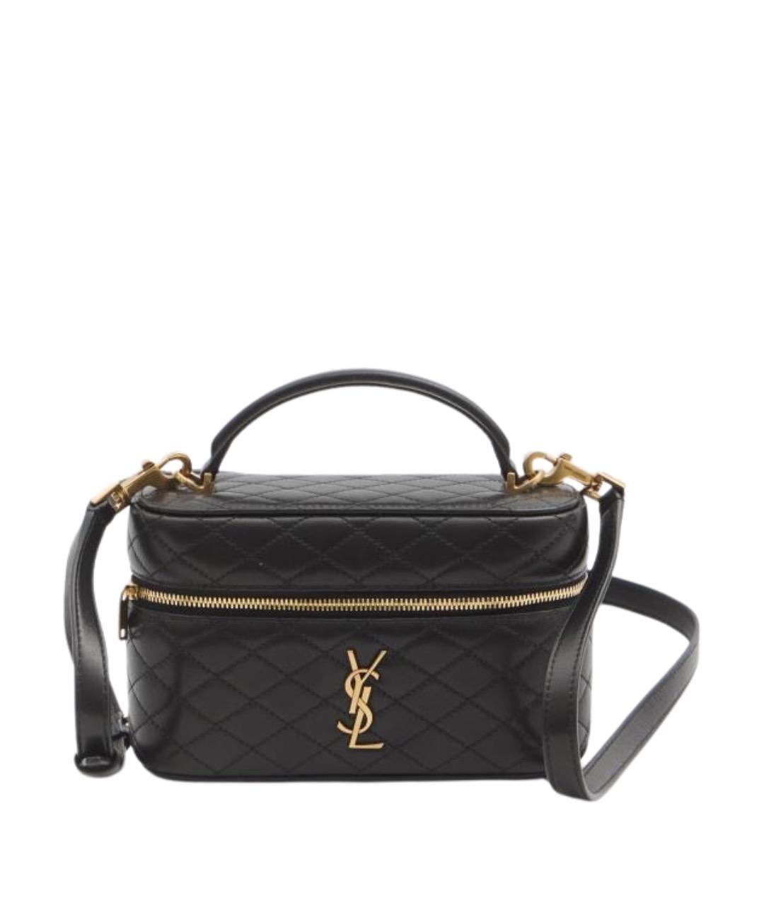 SAINT LAURENT Черная кожаная сумка с короткими ручками, фото 1