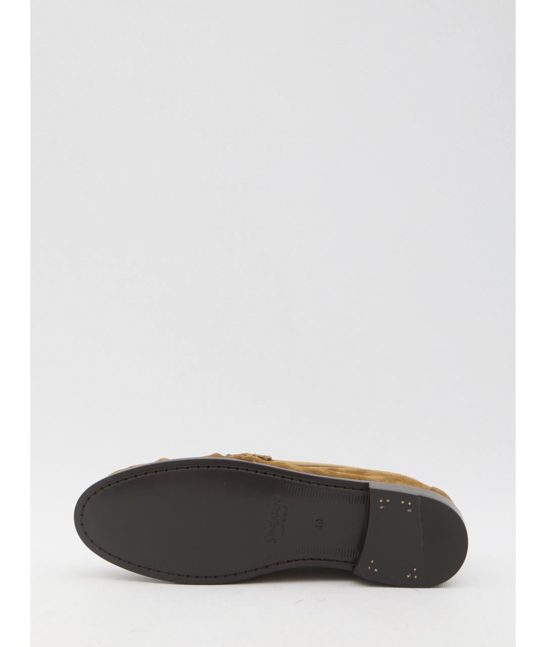 SAINT LAURENT Коричневые замшевые лоферы, фото 4