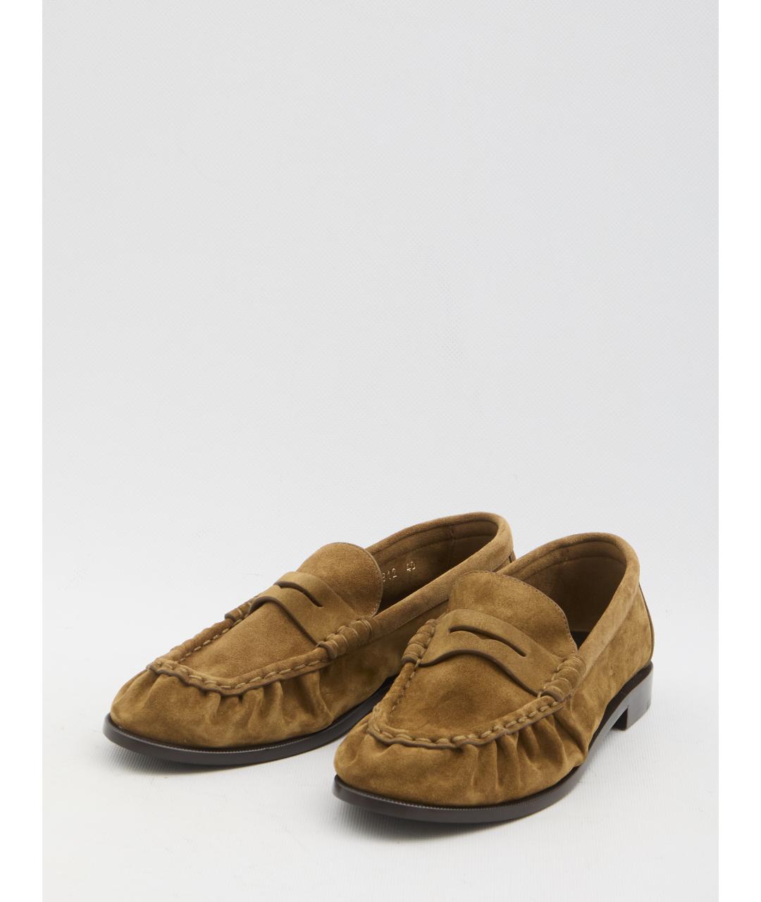 SAINT LAURENT Коричневые замшевые лоферы, фото 2