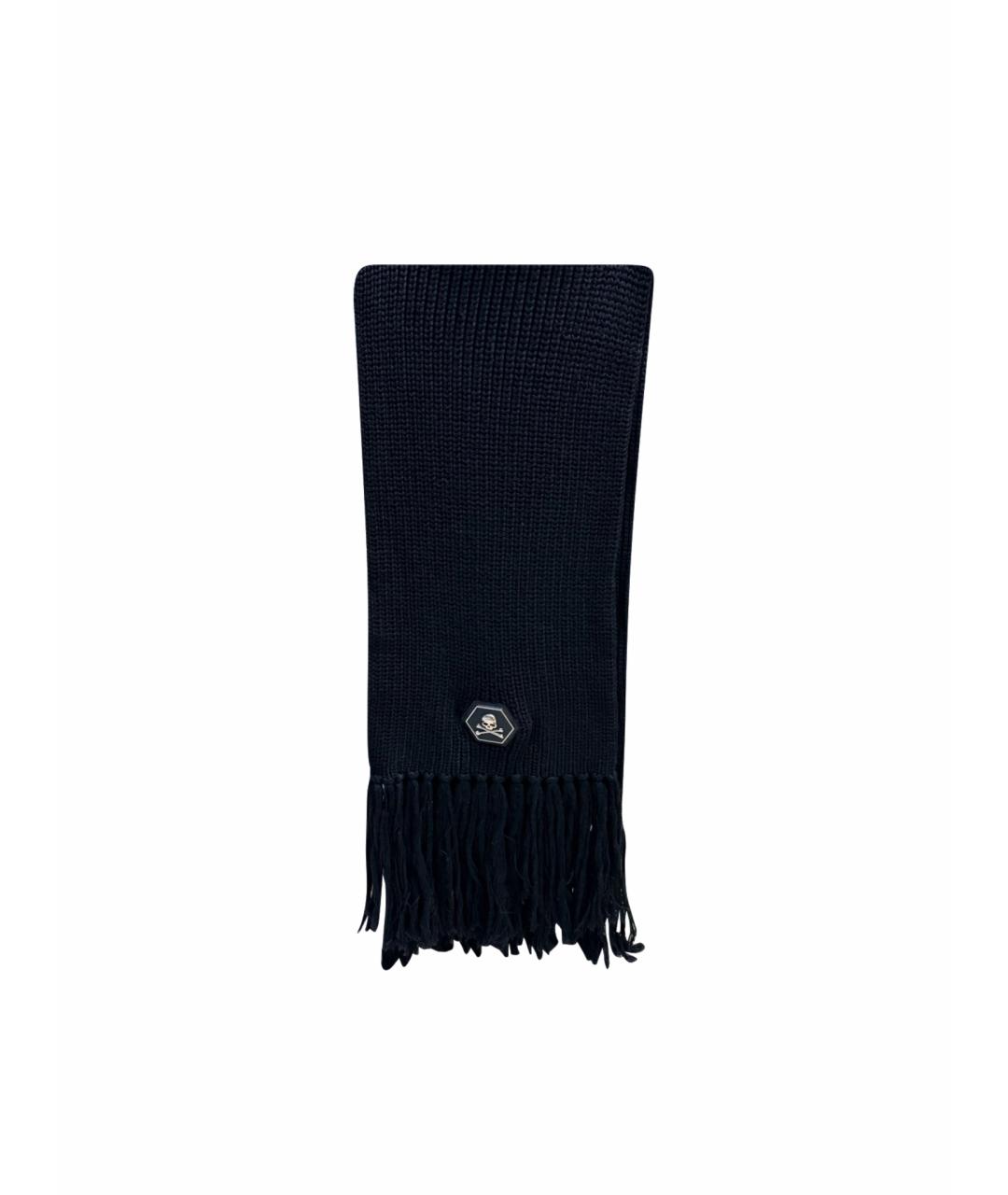 PHILIPP PLEIN Черный шерстяной шарф, фото 1