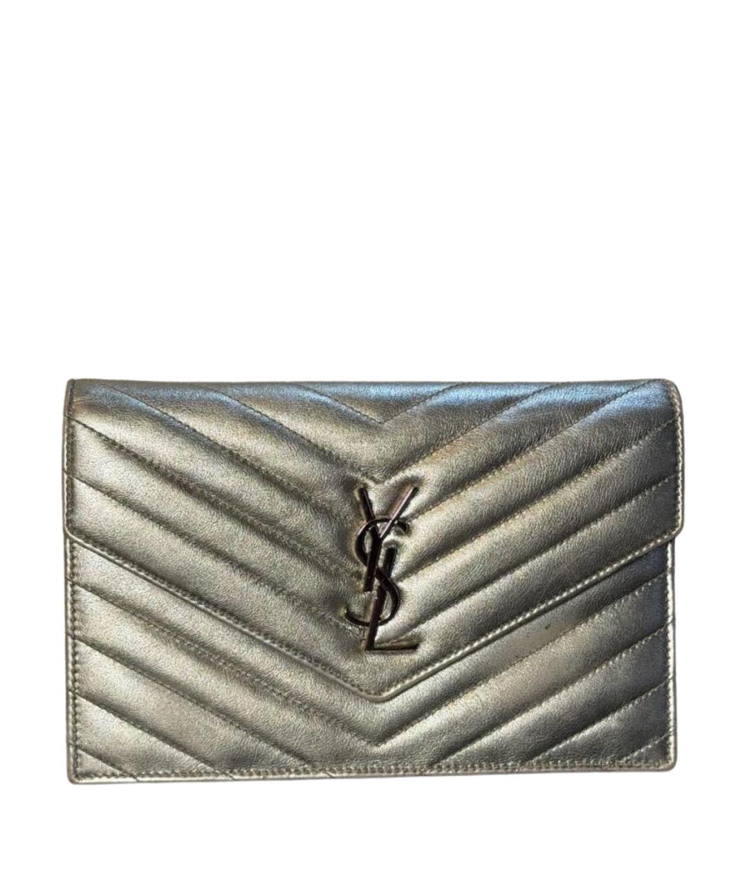 SAINT LAURENT Серебряная кожаная сумка через плечо, фото 1