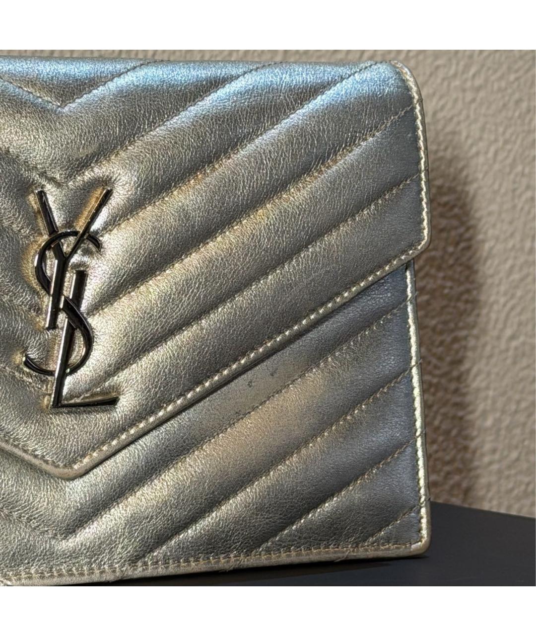 SAINT LAURENT Серебряная кожаная сумка через плечо, фото 6