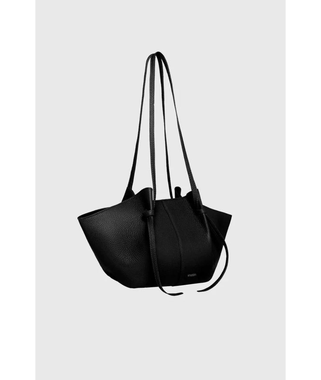 YUZEFI Черная кожаная сумка тоут, фото 2