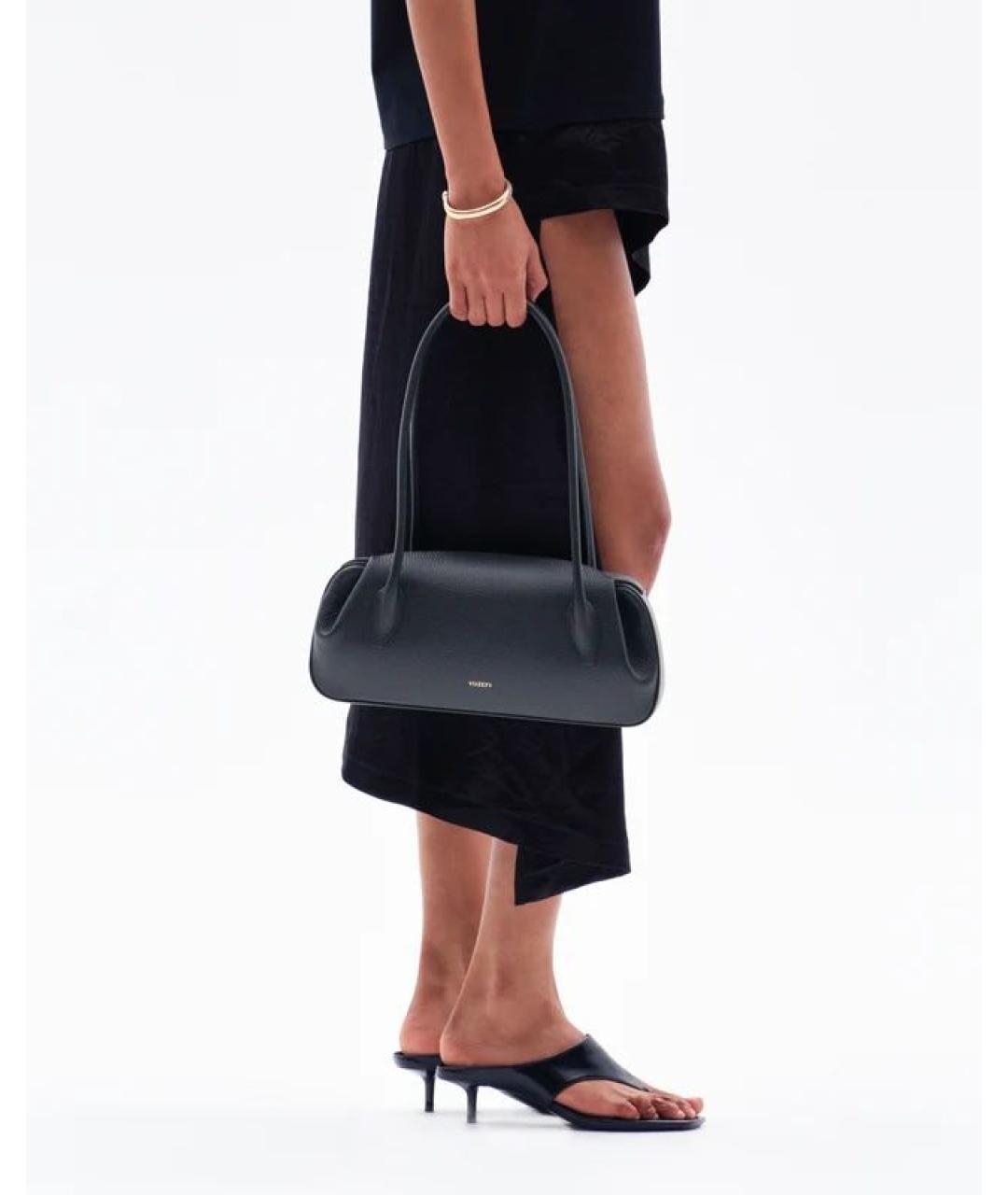 YUZEFI Черная кожаная сумка через плечо, фото 2