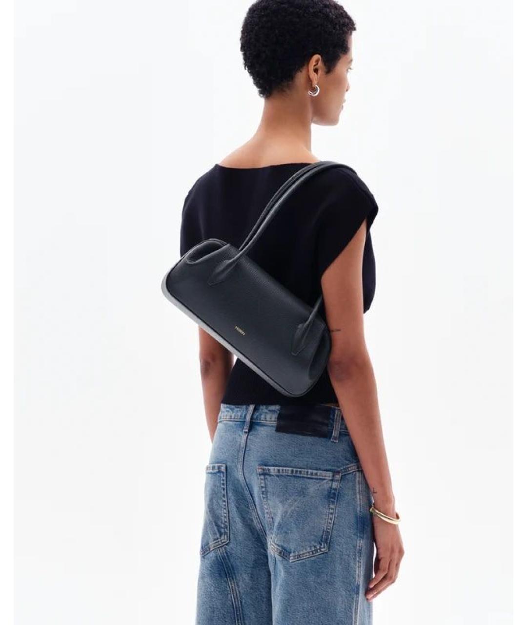 YUZEFI Черная кожаная сумка через плечо, фото 3