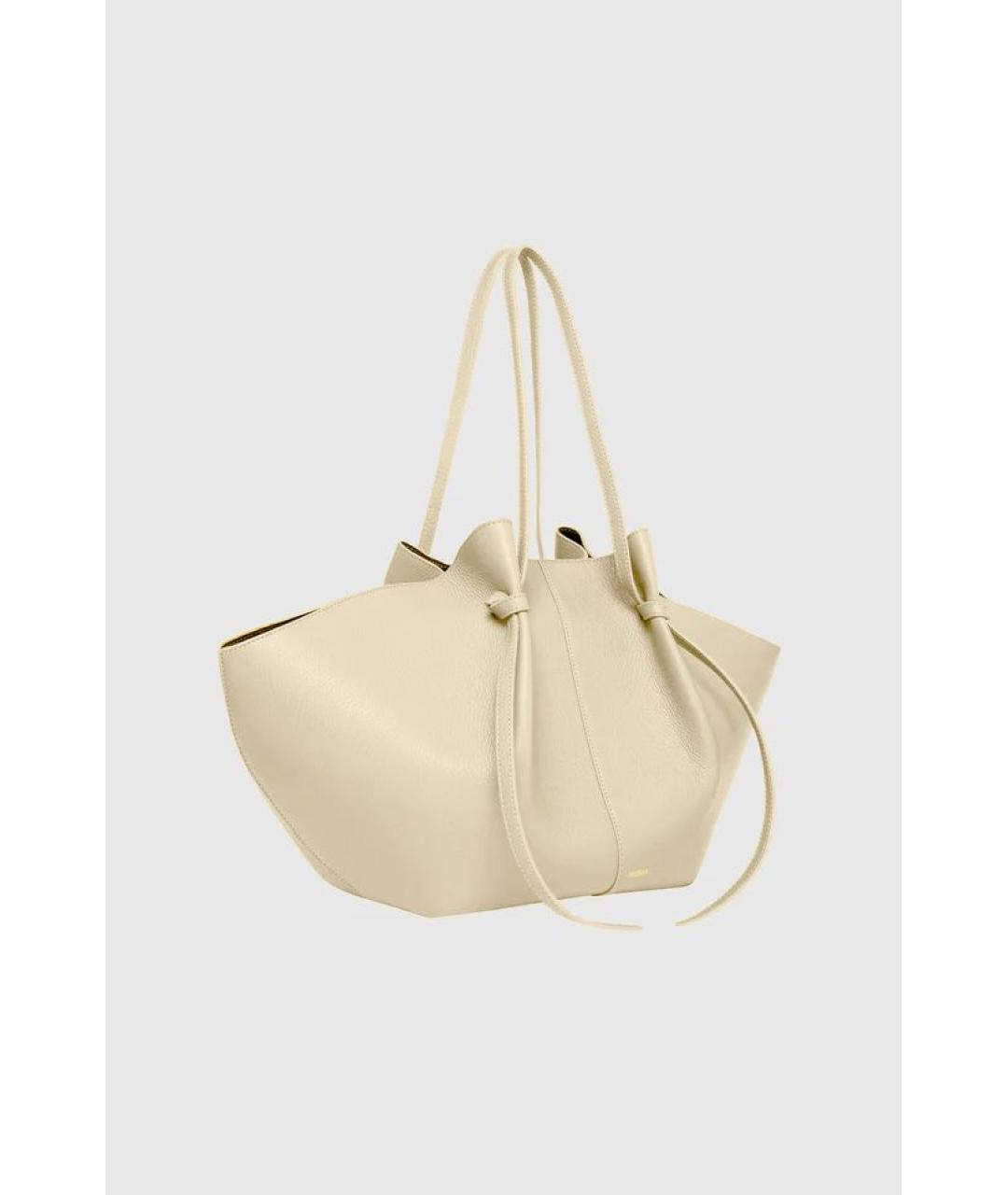 YUZEFI Бежевая кожаная сумка тоут, фото 2