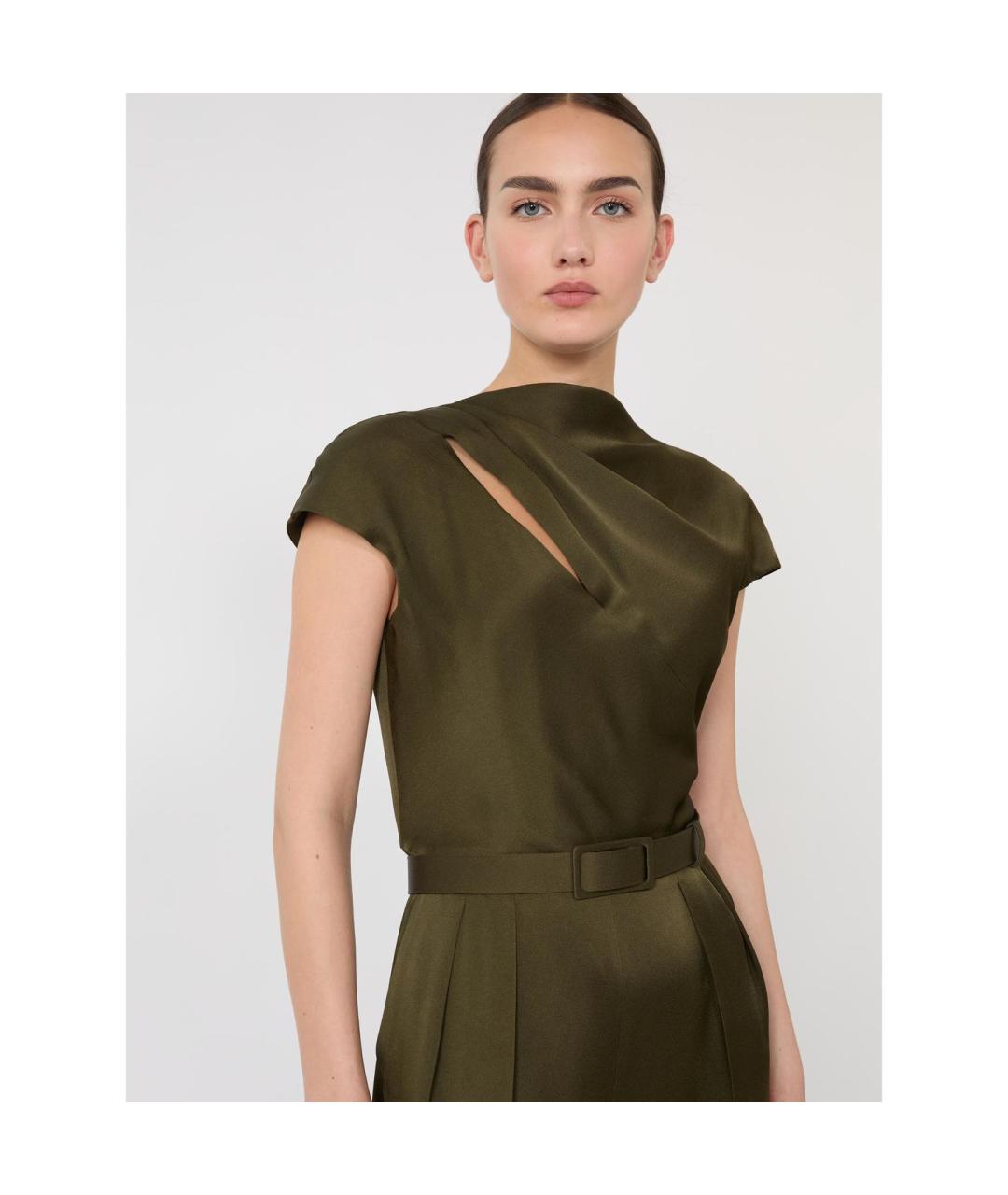 MAX MARA STUDIO Зеленый ацетатный комбинезон, фото 3