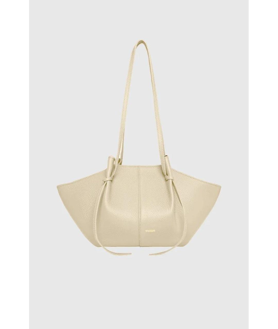 YUZEFI Бежевая кожаная сумка тоут, фото 4