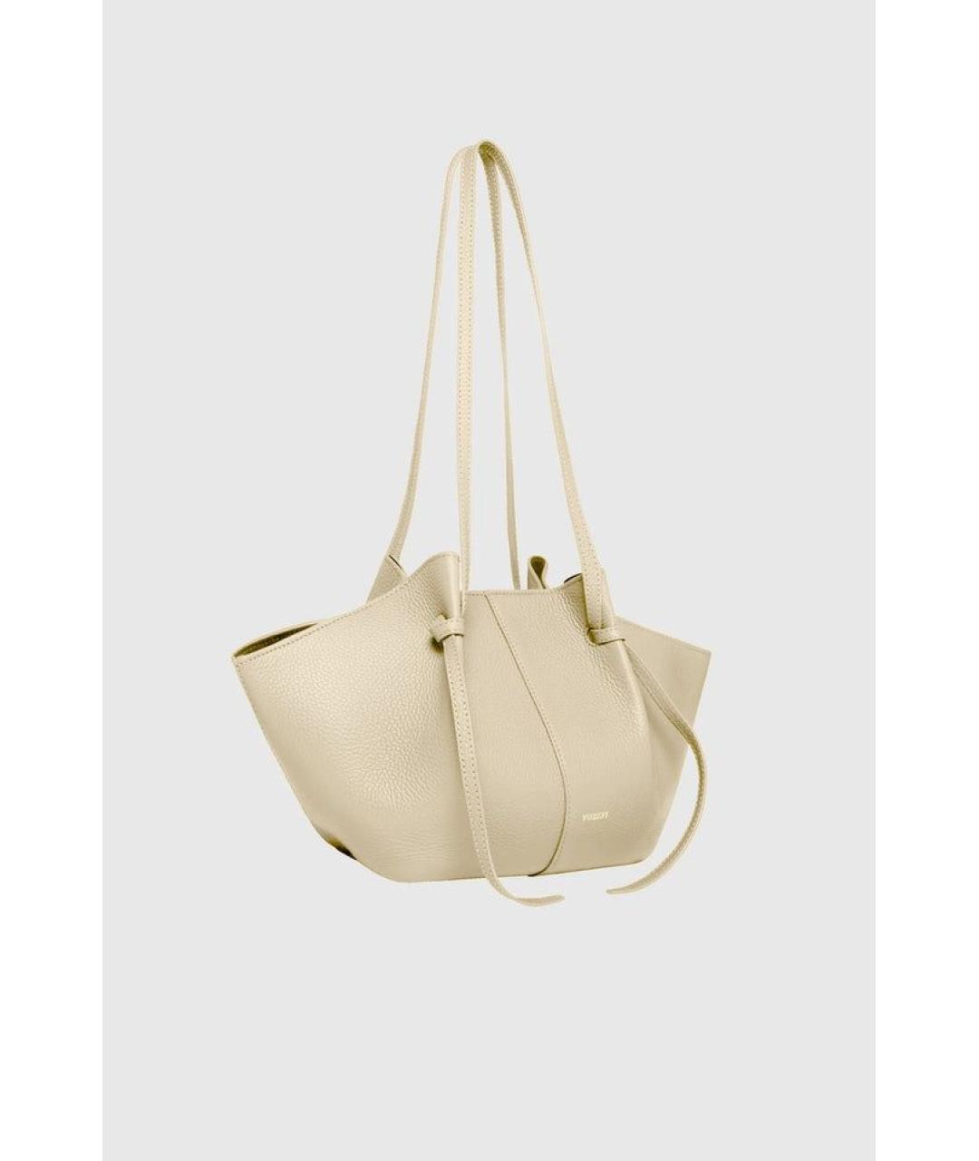 YUZEFI Бежевая кожаная сумка тоут, фото 2