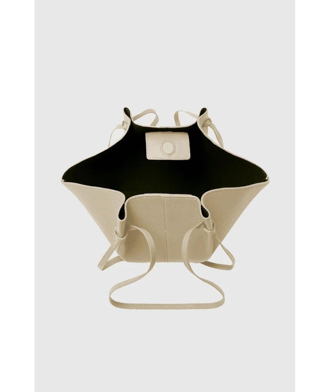 YUZEFI Бежевая кожаная сумка тоут, фото 3