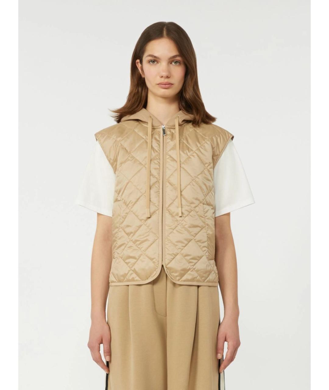 WEEKEND MAX MARA Бежевый полиэстеровый жилет, фото 3